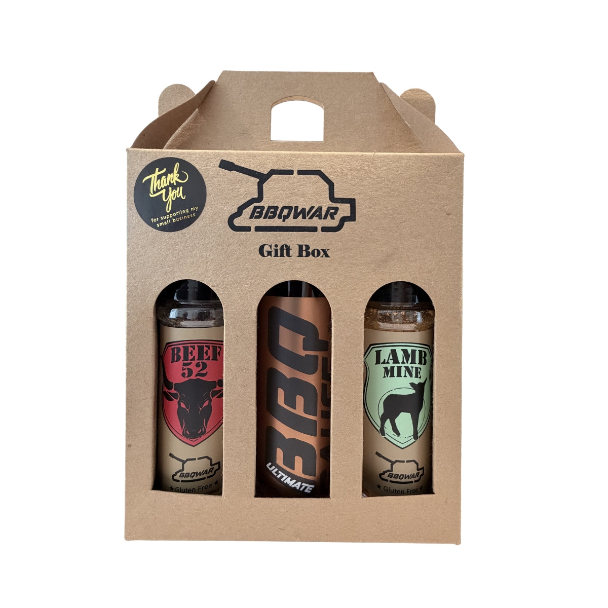 BBQ WAR Rubs Gift box with any 2 small rubs and 1 BBQ sauce